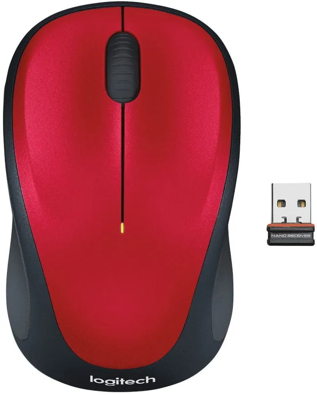 Myš Logitech Wireless Mouse M235 červená, bezdrôtová, optická, symetrická, pripojenie cez