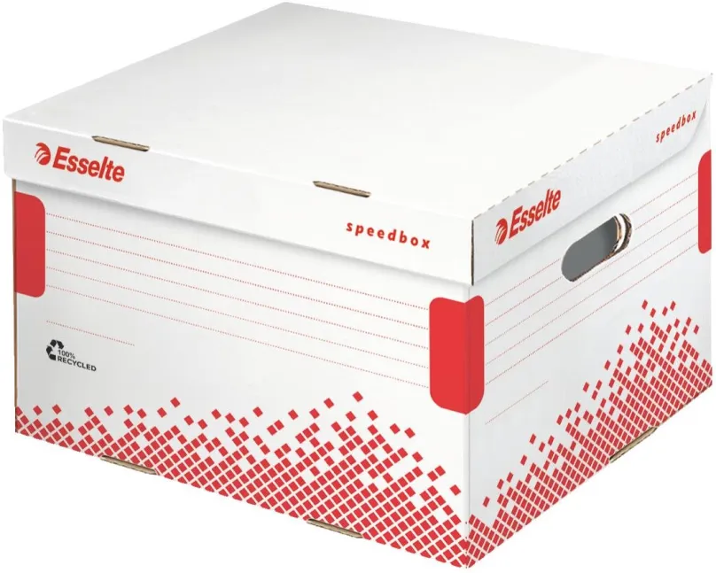Archivačná krabica ESSELTE Speedbox, 36.7 x 26.3 x 32.5 cm, bielo-červená