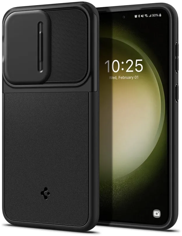 Kryt na mobil Spigen Optik Armor Black Samsung Galaxy S23, pre Samsung Galaxy S23, materiá