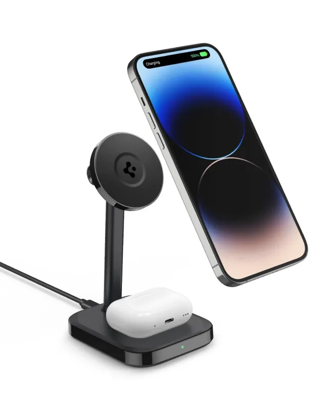 Nabíjací stojan Spigen ArcField MagFit Dual Wireless Charger MagSafe/iPhone/AirPods 7.5W/5W PF2100 Black