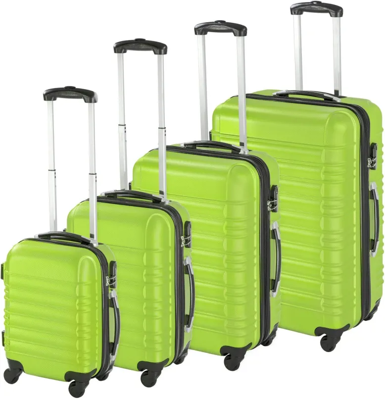 Sada kufrov Škrupinové cestovné kufre sada 4 ks zelené