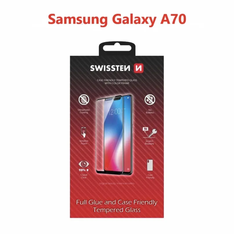 Ochranné sklo Swissten Case Friendly pre Samsung Galaxy A70 čierne