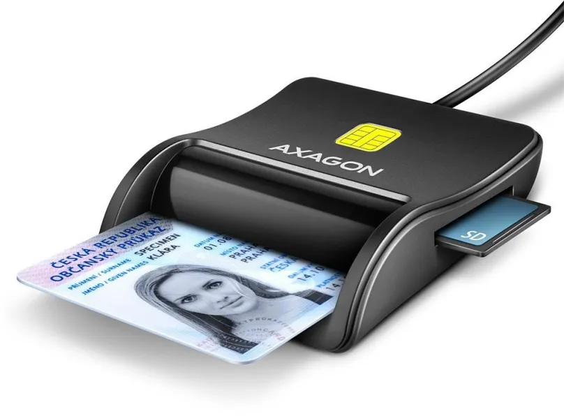 Čítačka eObčianok AXAGON CRE-SM3SD Smart card / ID card & SD/microSD/SIM card FlatReader, USB-A 1.3m cable