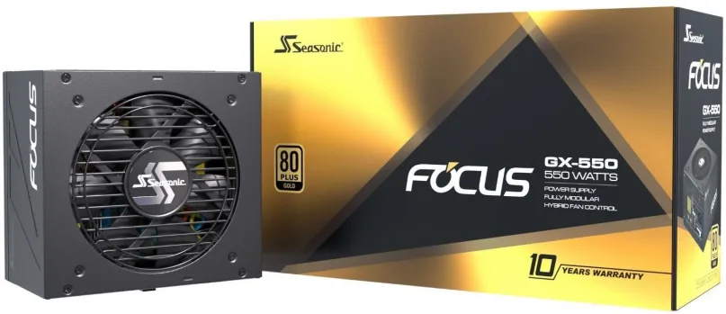 Počítačový zdroj Seasonic Focus GX 550 Gold, 550 W, ATX, 80 PLUS Gold, účinnosť 88%, 2 ks