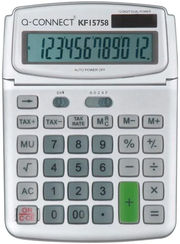 Kalkulačka Q-CONNECT KF15758, stolné, solárne i batériové napájanie, 12miestny 1riadkový d