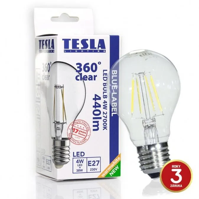 LED žiarovka TESLA CRYSTAL LED RETRO BULB E27, 4W 1ks