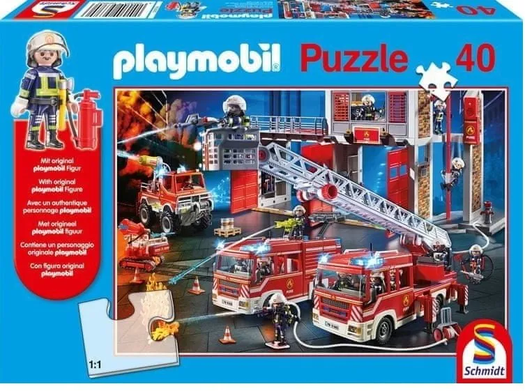 Puzzle Puzzle Playmobil Hasičský zbor 40 dielikov + figúrka Playmobil