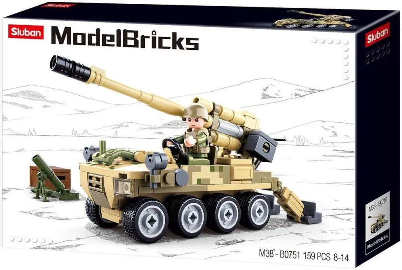 Stavebnica Sluban Army Model Bricks M38-B0751 Mobilný kanón 8 x 8 z pozemným mínometom