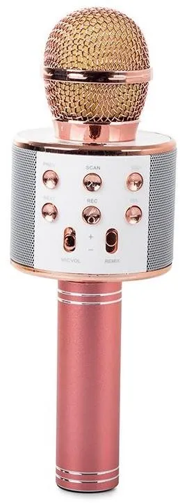 Detský mikrofón Verk 01377 Karaoke Bluetooth mikrofón, 1800mAh, svetlo ružový