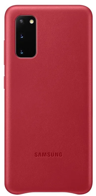 Kryt na mobil Samsung Kožený zadný kryt pre Galaxy S20 červený