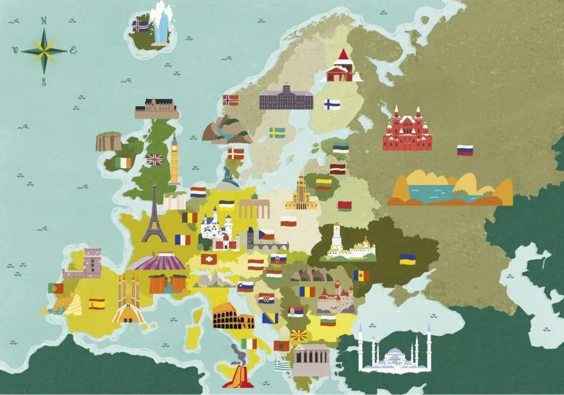 Puzzle Clementoni Puzzle Preskúmaj mapu: Európske krajiny 250 dielikov