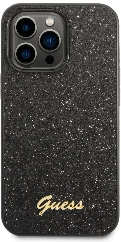 Kryt pre mobil Guess PC/TPU Glitter Flakes Metal Logo Zadný Kryt pre iPhone 14 Pro Black