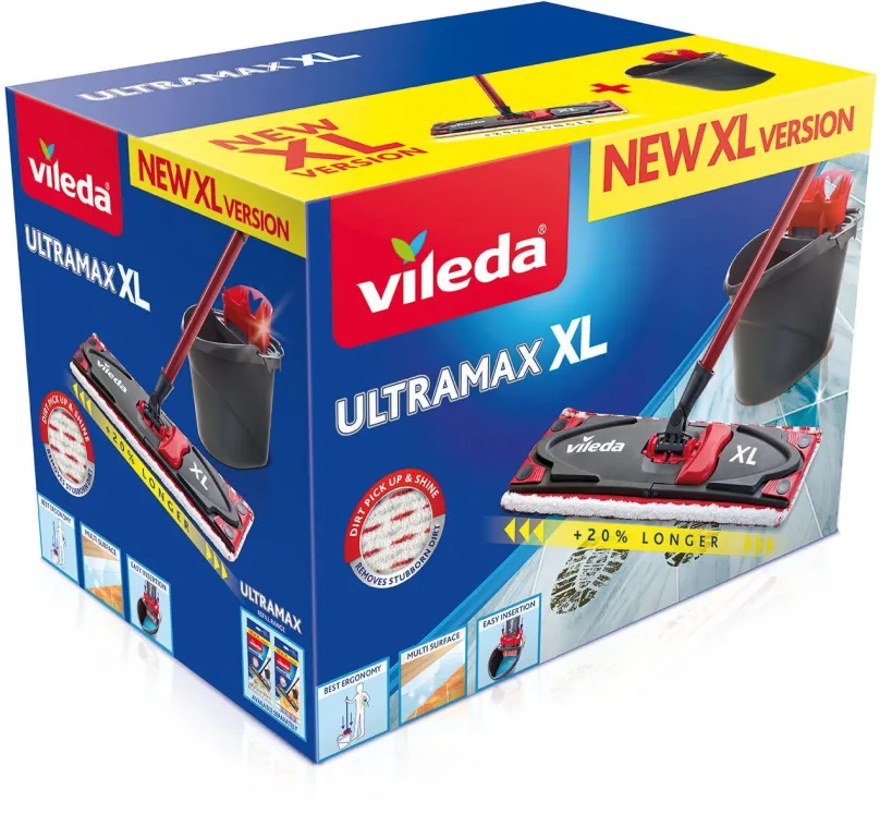 Mop VILEDA Ultramax XL set Box Microfibre 2v1, plochý o veľkosti XL, pre všetky typy tvr