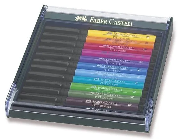 Fixy FABER-CASTELL Pitt Artist Pen Brush 12 farieb