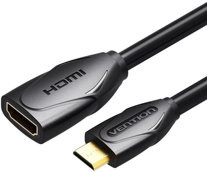 Video kábel Vention Mini HDMI (M) až HDMI (F) Extension Cable / Adapter 1m Black