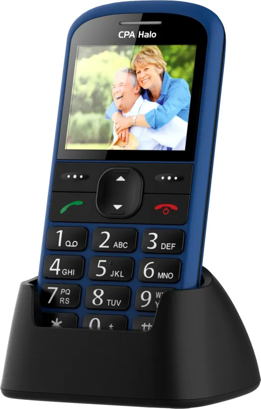 Mobilný telefón CPA Halo 21 Senior modrý s nabíjacím stojanom