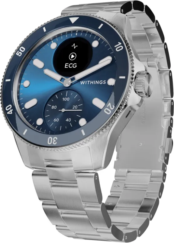 Chytré hodinky Withings Scanwatch Nova 43mm - Blue, pánske, kompatibilné s Android a iOS,