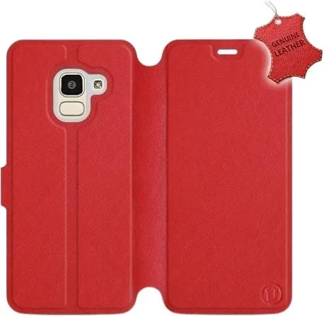Kryt na mobil Flip puzdro na mobil Samsung Galaxy J6 2018 - Červené - kožené - Red Leather