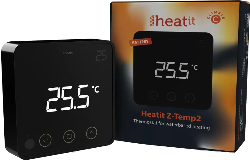 Chytrý termostat HEATIT Z-Temp2 - Čierny (RAL 9011)