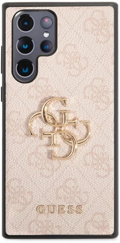 Kryt na mobil Guess PU 4G Metal Logo Zadný Kryt pre Samsung Galaxy S22 Ultra Pink