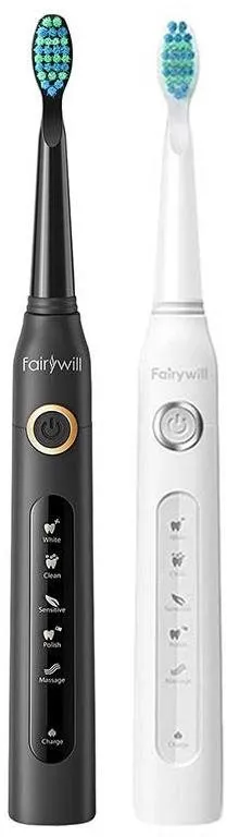 Elektrická zubná kefka FairyWill FW-507 sonická, čierna a biela
