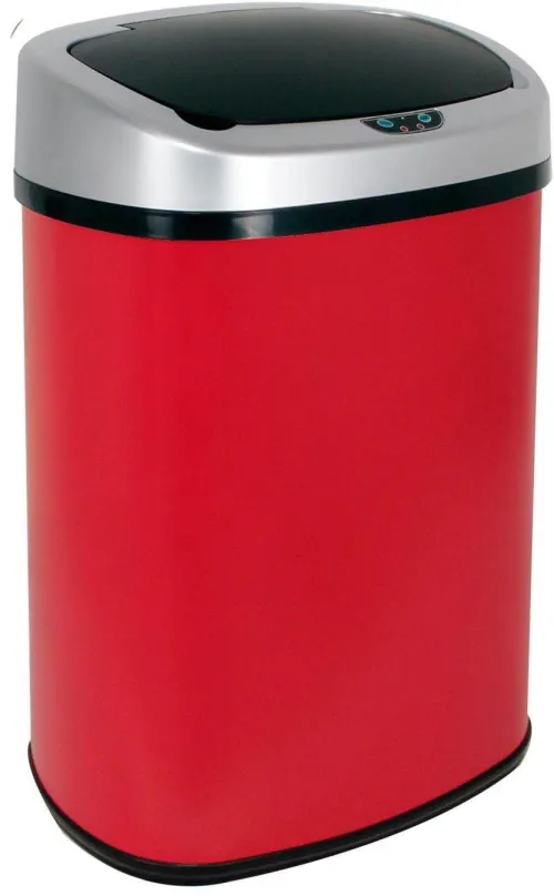 Bezdotykový odpadkový kôš Červený hranatý senzorový 38 L
