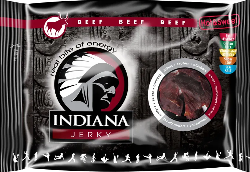 Sušené mäso Indiana Jerky beef Hot & Sweet 100g