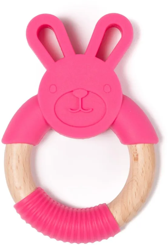 Hryzátko Bo Jungle hryzátko B-Teether Animal Wood Pink Rabbit