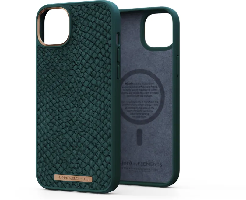 Kryt na telefón Njord iPhone 14 Plus Salmon Leather Magsafe Case Green
