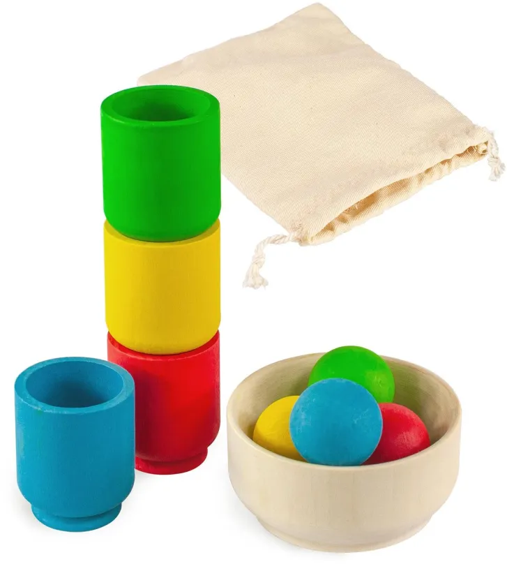 Vzdelávacia sada Ulanik Montessori drevená hračka "Balls in cups. Basic."