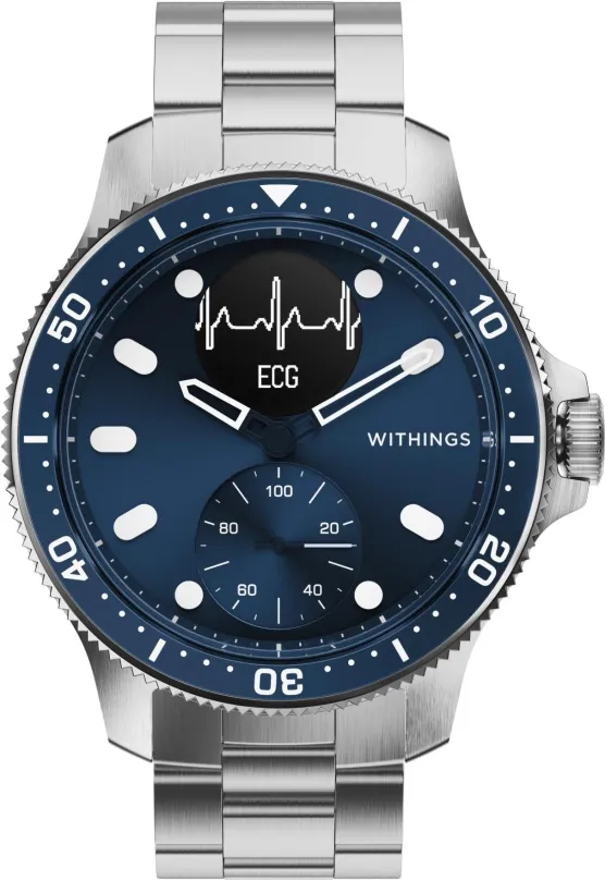 Chytré hodinky Withings Scanwatch Horizon 43mm - Blue, pánske, OLED displej, meranie tepu,