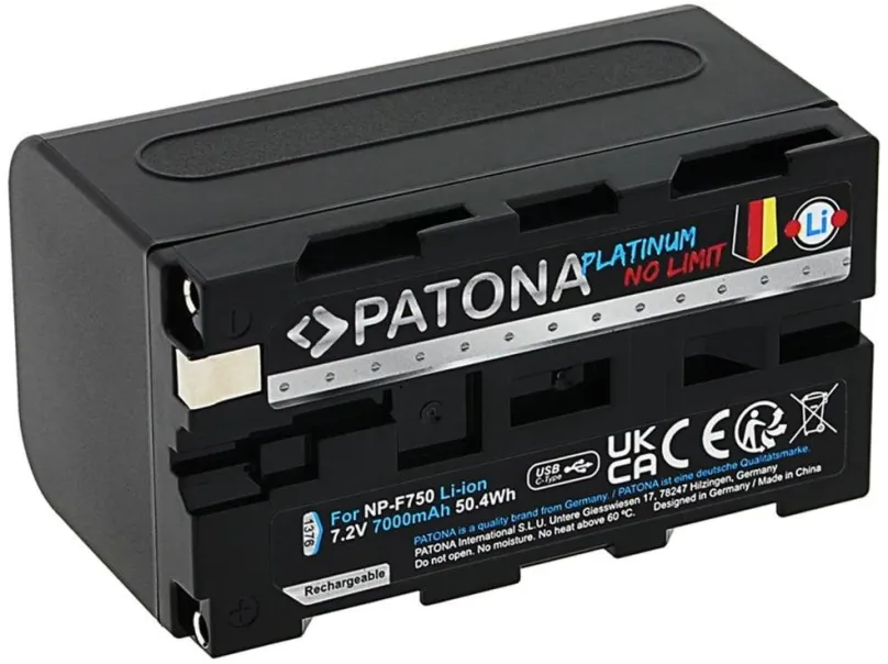 Batéria pre kameru PATONA batéria pre Sony NP-F750/F770/F950 7000mAh Li-Ion Platinum USB-C nabíjanie