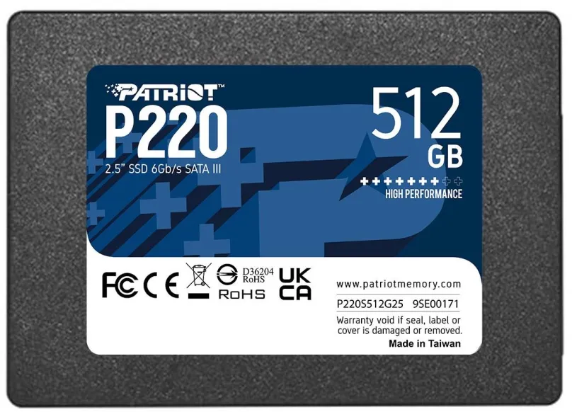 SSD disk Patriot P220 512GB, 2.5", SATA III, QLC (Quad-Level Cell), rýchlosť čítania