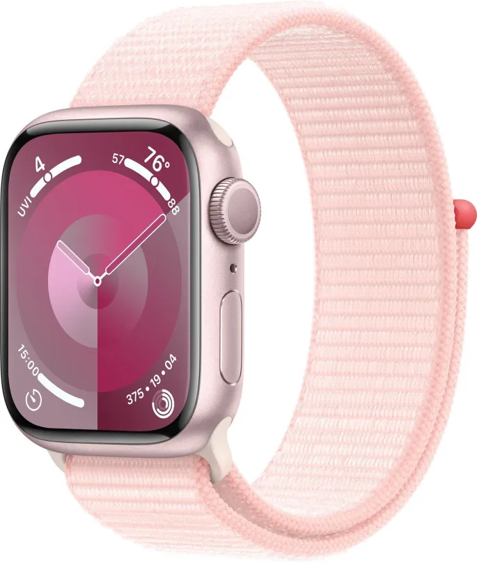 Chytré hodinky Apple Watch Series 9 41mm Ružový hliník so svetlo ružovým prevliekacím športovým remienkom