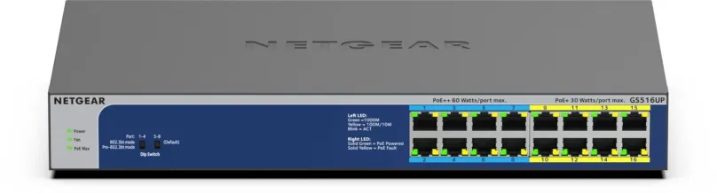 Switch Netgear GS516UP-100EUS, desktop, 16x RJ-45, 16x 10/100/1000Base-T, QoS (Quality of