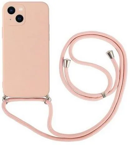 Kryt na mobil TopQ Kryt iPhone 13 ružový so šnúrkou 84971