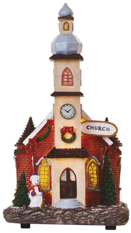 Vianočné osvetlenie EMOS LED vianočný kostol, 17,5 cm, 3x AA, vnútorná, teplá biela