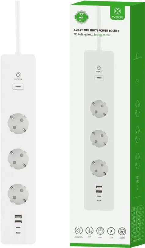 Chytrá zásuvka WOOX R6132 Smart Multi Plug EU Schucko + energy monitor, ovládaná cez Wifi