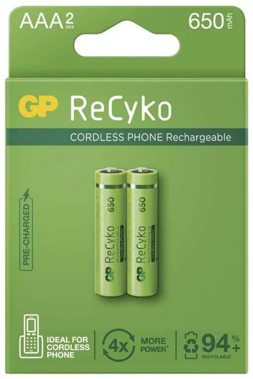 Nabíjacie batérie GP ReCyko Cordless AAA (HR03), 2 ks