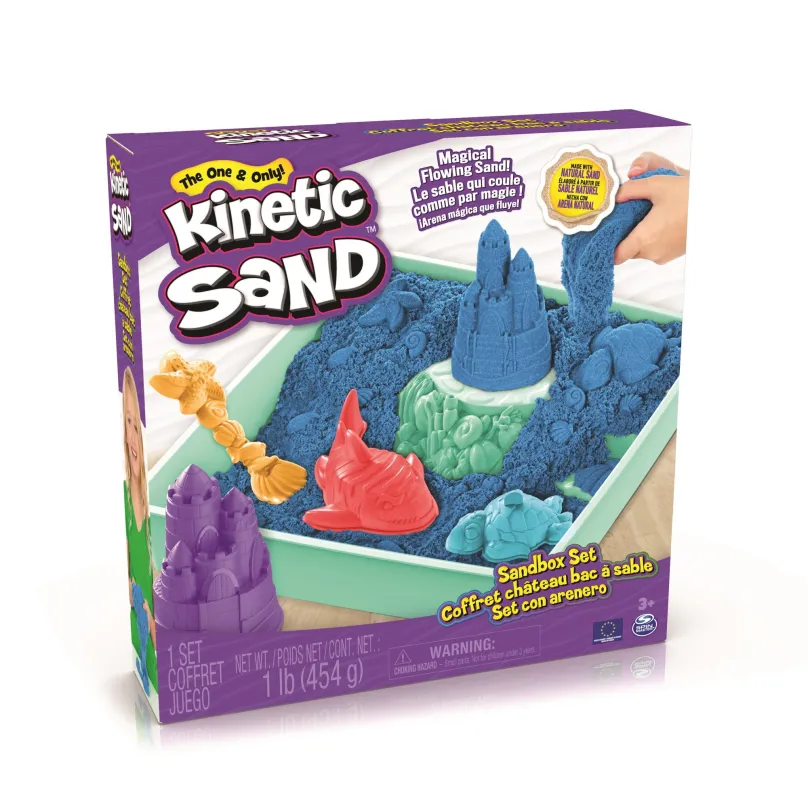 Kinetický piesok Kinetic Sand Krabica tekutého piesku s podložkou Modrá