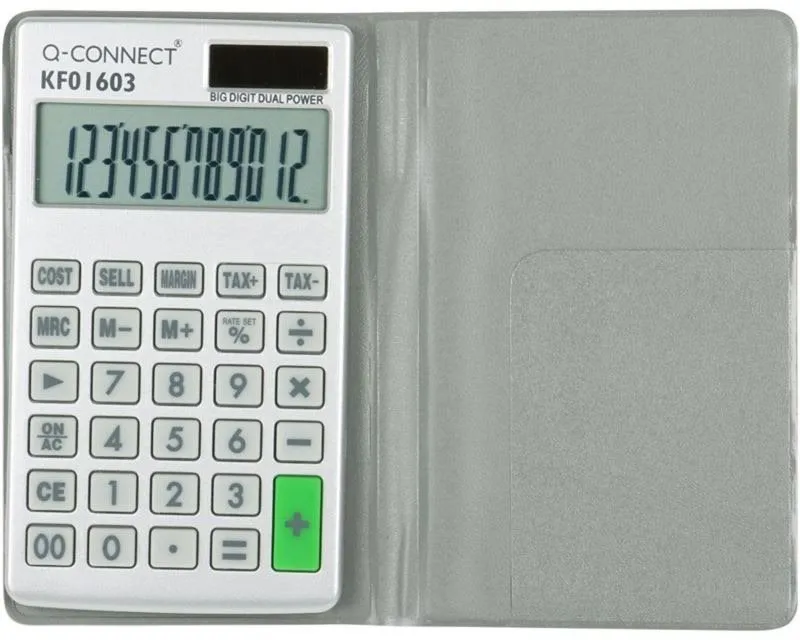 Kalkulačka Q-CONNECT KF01603, vreckové, solárne aj batériové napájanie, 12miestny 1riadkov