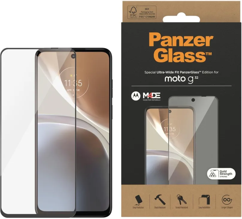 Ochranné sklo PanzerGlass Motorola Moto G32, pre Motorola Moto G32, zaoblenie 2.5D, tvrdos