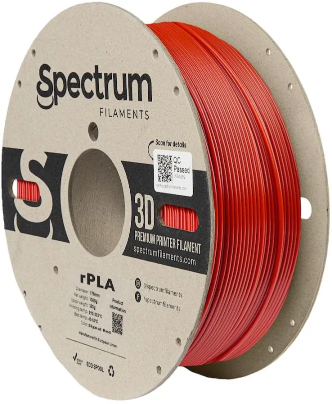 Filament Filament Spectrum R-PLA 1.75mm Signal Red 1kg, materiál rPLA, priemer 1,75 mm