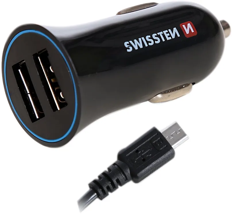 Nabíjačka do auta Swissten adaptér 2.4A + kábel micro USB 1.5m