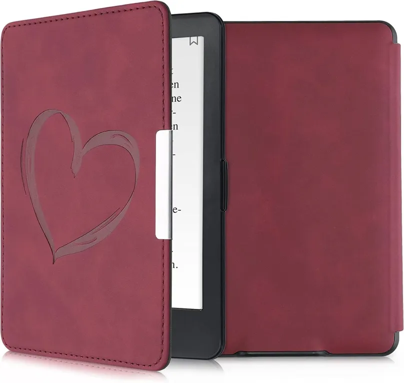 Púzdro na čítačku kníh KW Mobile - Brushed Heart - KW4974710 - Púzdro pre Amazon Kindle Paperwhite 1/2/3 - tmavo červené