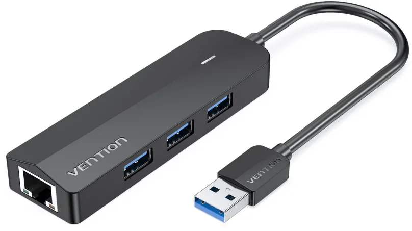 USB Hub Vention 3-Port USB 3.0 Hub with Gigabit Ethernet Adapter 0.15 Black