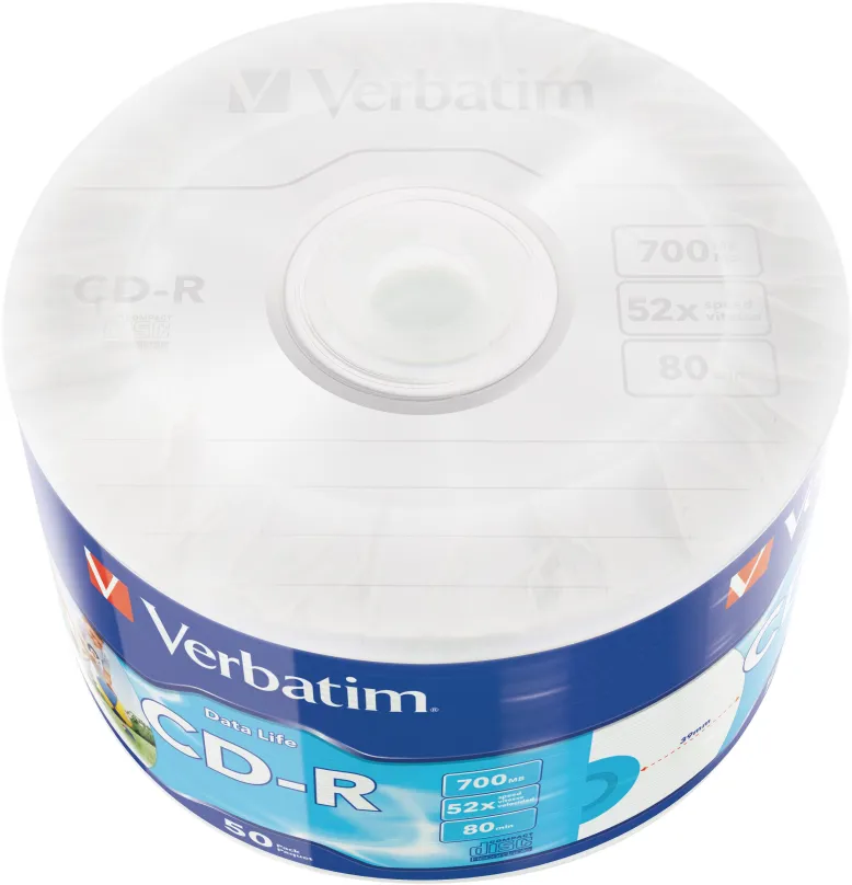 Médiá VERBATIM CD-R 700MB, 52x, printable, wrap 50 ks