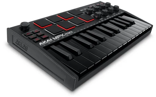 MIDI klávesy AKAI MPK mini MK3 Black, 25 kláves, s dynamikou, lesklý povrch klávesov, USB