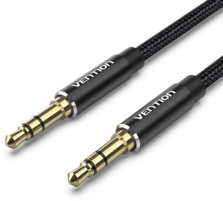 Audio kábel Vention Cotton Braided 3.5mm Male to Male Audio Cable 1m Black Aluminum Alloy Type