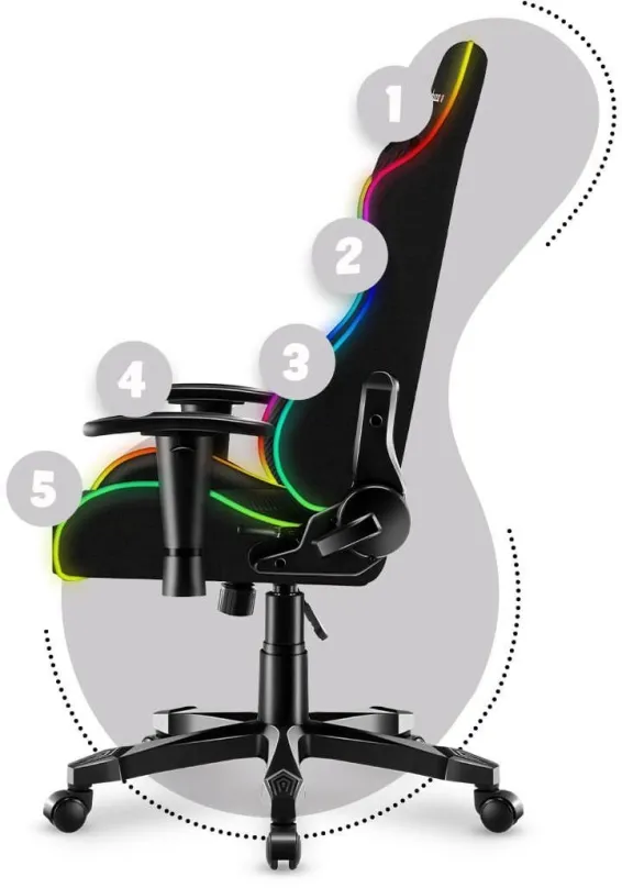 Herná stolička Huzaro Detská herná stolička HZ-Ranger 6.0, RGB mesh, čierna